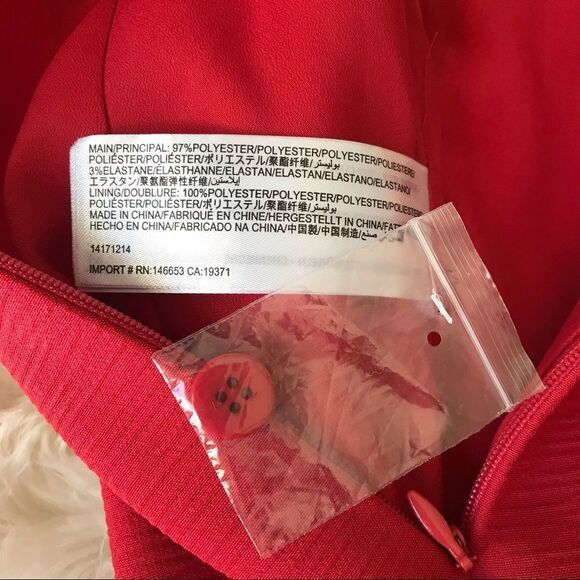 C\MEO Collective Red One Shoulder Fitted Midi Dress Thigh Slit Cocktail XS New - Picture 8 of 16